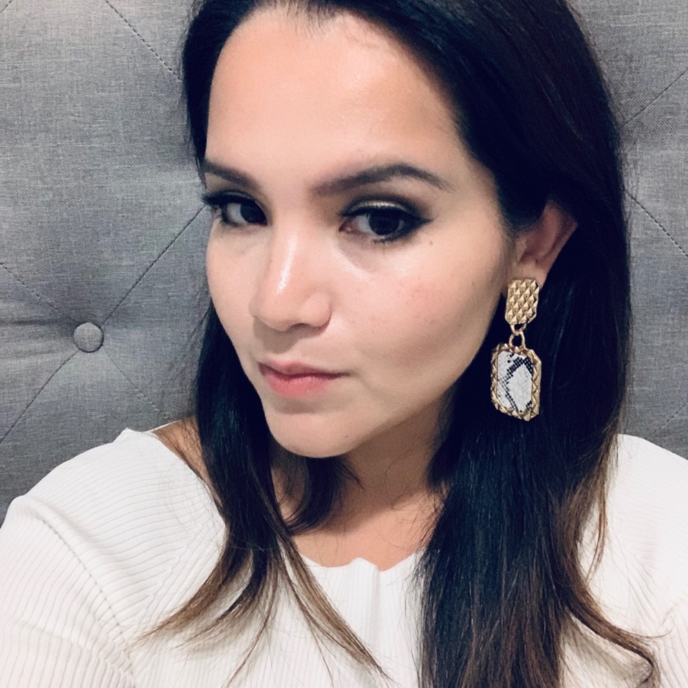 Medusa Snake Skin Rectangular Earring - Picture 2 of 2